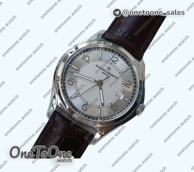 Реплика часов Vacheron Constantin Fiftysix Stainless steel 40mm Top-tier Копия один в один Blue&Silver Dials Black Leather Strap