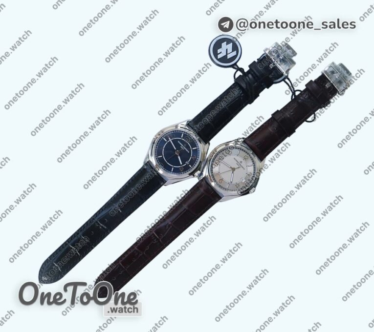 Реплика часов Vacheron Constantin Fiftysix Stainless steel 40mm Top-tier Копия один в один Blue&Silver Dials Black Leather Strap