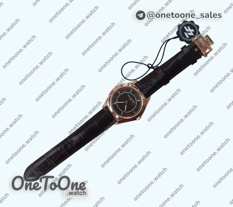 Реплика часов Vacheron Constantin Fiftysix Rose gold 40mm Top-tier Копия один в один Brown Dial Brown Leather Strap