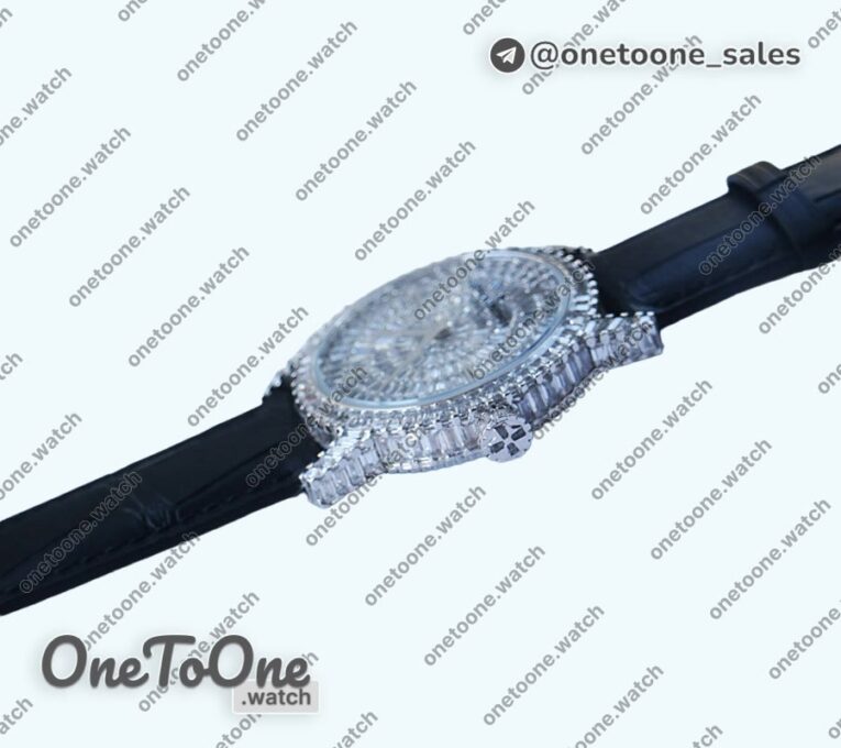 Реплика часов Vacheron Constantin Traditionnelle High Jewellery Watch Stainless steel Full Diamonds Leather Strap MIYOT