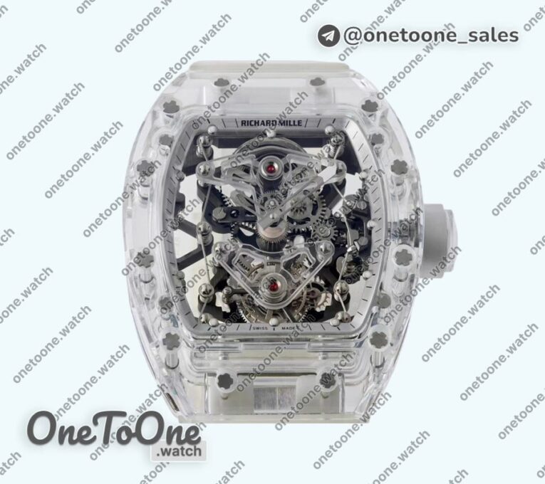 Реплика часов Richard Mille 056-02 Transparent Tourbillon Top-tier Копия один в один Skeleton Dial Rubber Strap V2