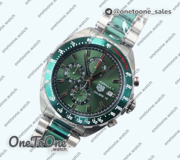 Реплика часов Tag Heuer Tag F1 Chrono Calibre 16 Stainless steel Green&White Dials Bracelet Quartz