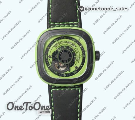 Реплика часов Sevenfxxday SevenFriday P1-1 PVD/LE Green Japan Miyota