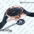 Реплика часов Roger Dubuis Excalibur Knights of the Round Table II Rose gold Top-tier Копия один в один Black Dial Black Leather Strap MIYOTA 9015