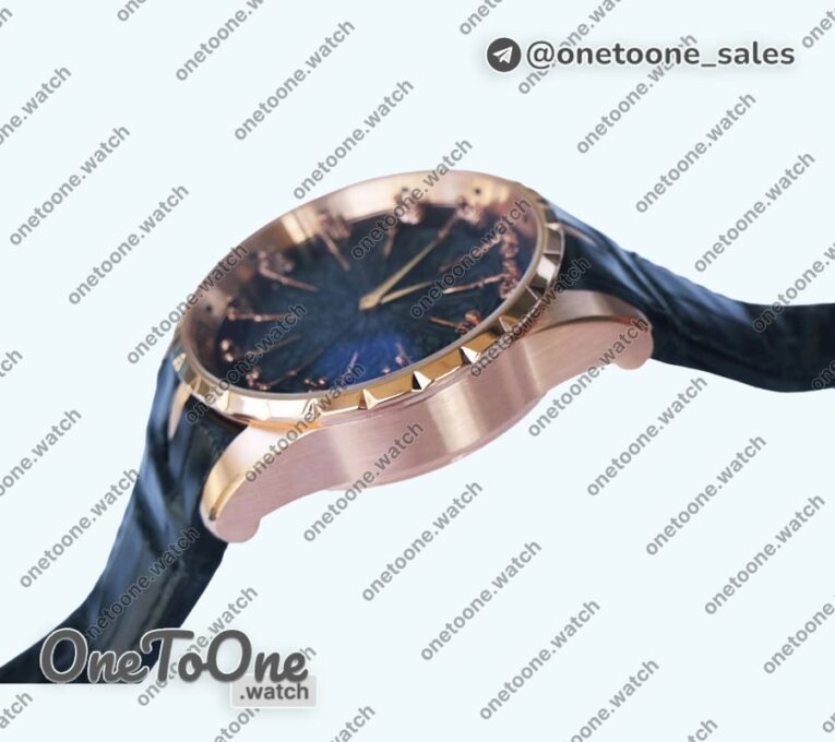 Реплика часов Roger Dubuis Excalibur Knights of the Round Table II Rose gold Top-tier Копия один в один Black Dial Black Leather Strap MIYOTA 9015