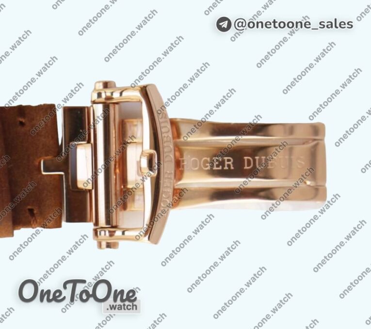 Реплика часов Roger Dubuis Excalibur 42mm Dbex0050 Rose gold Top-tier Копия один в один Brown Dial on Brown Leather Strap RDF (Micro Rotor)