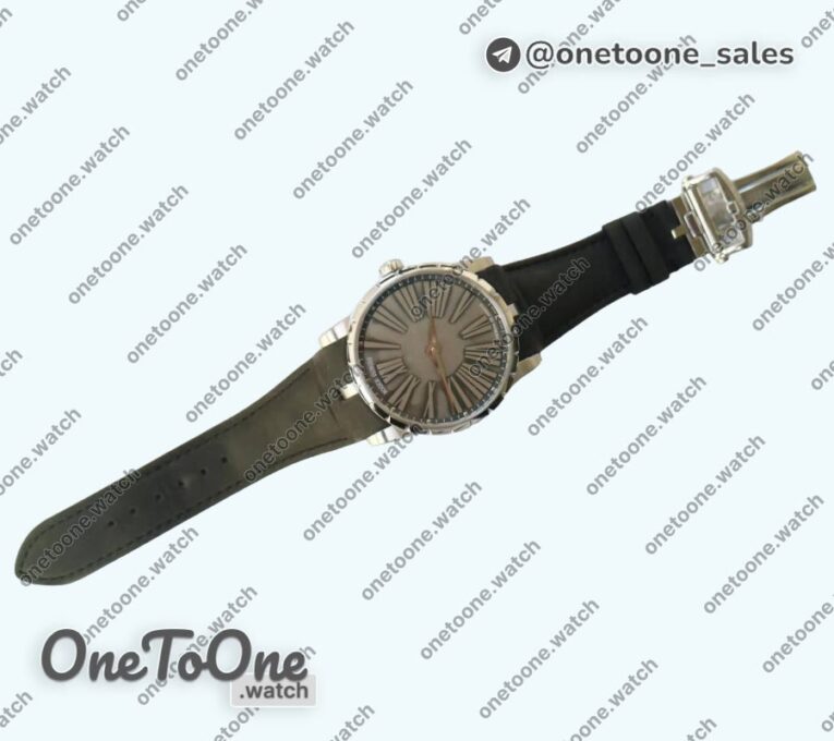 Реплика часов Roger Dubuis Excalibur 42mm Dbex0050 Stainless steel Top-tier Копия один в один Gray Dial Gray Leather Strap RDF (Micro Rotor)