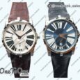 Реплика часов Roger Dubuis Excalibur 42mm Dbex0536 Stainless steel RDF Top-tier Копия один в один Silver&Blue Dials Leather Strap RDF