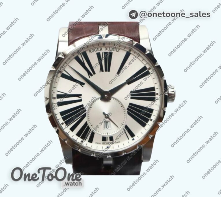 Реплика часов Roger Dubuis Excalibur 42mm Dbex0536 Stainless steel RDF Top-tier Копия один в один Silver&Blue Dials Leather Strap RDF
