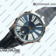 Реплика часов Roger Dubuis Excalibur 42mm Dbex0536 Stainless steel RDF Top-tier Копия один в один Silver&Blue Dials Leather Strap RDF