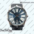 Реплика часов Roger Dubuis Excalibur 42mm Dbex0536 Stainless steel RDF Top-tier Копия один в один Silver&Blue Dials Leather Strap RDF