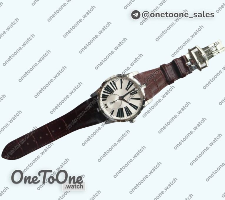 Реплика часов Roger Dubuis Excalibur 42mm Dbex0536 Stainless steel RDF Top-tier Копия один в один Silver&Blue Dials Leather Strap RDF