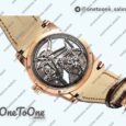 Реплика часов Roger Dubuis Excalibur Rddbex0393 Rose gold Top-tier Копия один в один Skeleton Dial Leather Strap Tourbillon