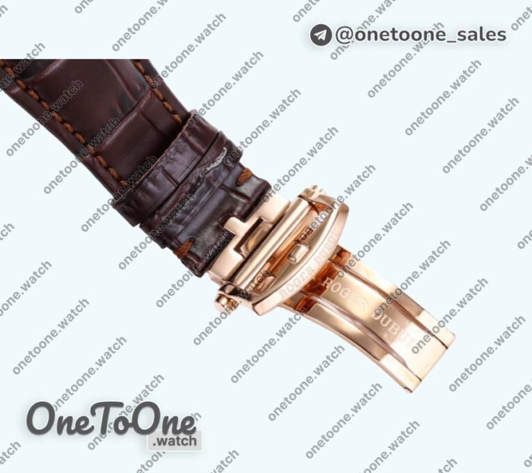 Реплика часов Roger Dubuis Excalibur Rddbex0393 Rose gold Top-tier Копия один в один Skeleton Dial Leather Strap Tourbillon