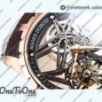 Реплика часов Roger Dubuis Excalibur Rddbex0393 Rose gold Top-tier Копия один в один Skeleton Dial Leather Strap Tourbillon
