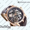 Реплика часов Roger Dubuis Excalibur Rddbex0393 Rose gold Top-tier Копия один в один Skeleton Dial Leather Strap Tourbillon