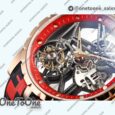 Реплика часов Roger Dubuis Excalibur Rose gold Top-tier Копия один в один Skeleton Dial Red Rubber Strap Tourbillon