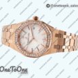 Реплика часов Audemars Piguet Royal Oak Ladies 34mm Rose gold Case Diamonds Bezel White Dial