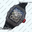Реплика часов Richard Mille 035-02 Real PT Top-tier Копия один в один Skeleton Dial Red&White&Black Rubber Strap NH05A V4