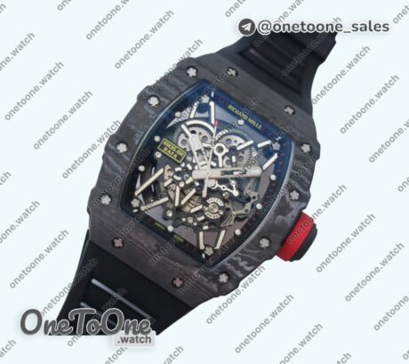 Реплика часов Richard Mille 035-02 Real PT Top-tier Копия один в один Skeleton Dial Red&White&Black Rubber Strap NH05A V4
