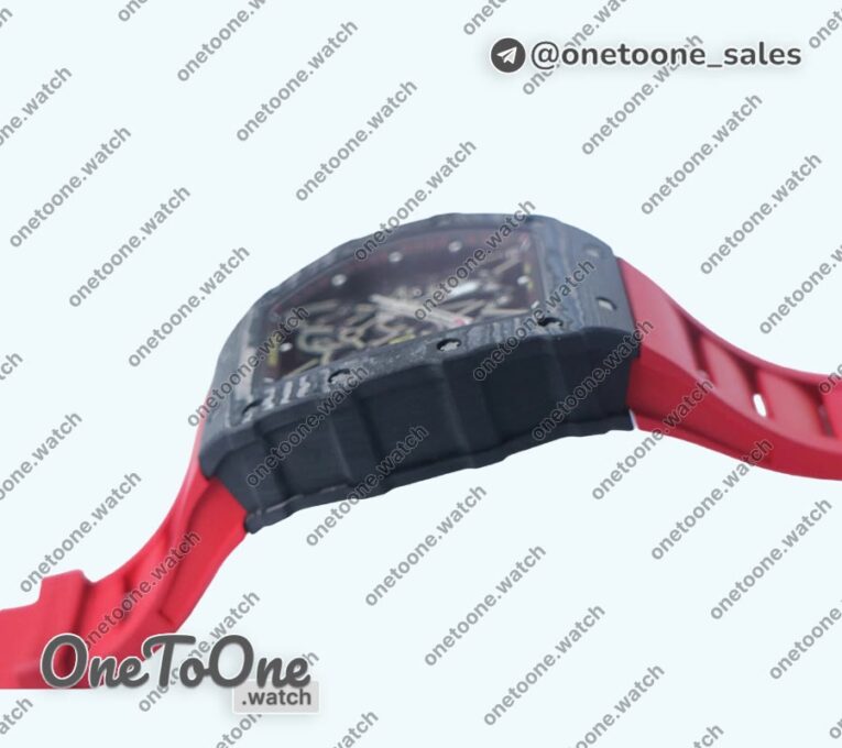 Реплика часов Richard Mille 035-02 Real PT Top-tier Копия один в один Skeleton Dial Red&White&Black Rubber Strap NH05A V4