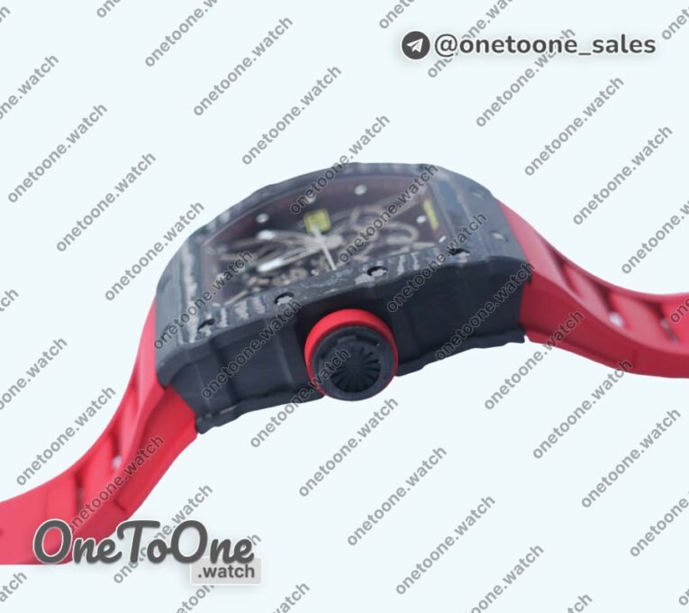 Реплика часов Richard Mille 035-02 Real PT Top-tier Копия один в один Skeleton Dial Red&White&Black Rubber Strap NH05A V4
