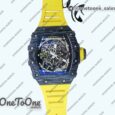Реплика часов Richard Mille 035-02 Real PT Top-tier Копия один в один Skeleton Dial Yellow Rubber Strap NH05A V4