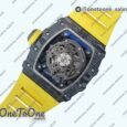 Реплика часов Richard Mille 035-02 Real PT Top-tier Копия один в один Skeleton Dial Yellow Rubber Strap NH05A V4