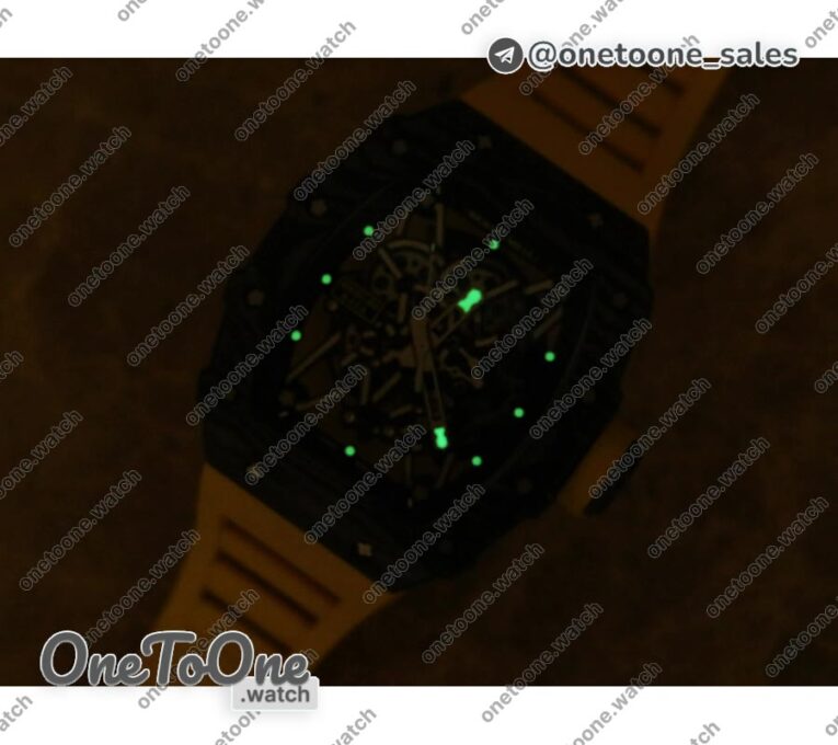 Реплика часов Richard Mille 035-02 Real PT Top-tier Копия один в один Skeleton Dial Yellow Rubber Strap NH05A V4