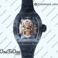 Реплика часов Richard Mille 052 Skull Black Ceramic Top-tier Копия один в один Rose gold Skeleton Dial Black Rubber Strap NH05A