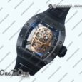 Реплика часов Richard Mille 052 Skull Black Ceramic Top-tier Копия один в один Rose gold Skeleton Dial Black Rubber Strap NH05A