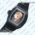 Реплика часов Richard Mille 052 Skull Black Ceramic Top-tier Копия один в один Rose gold Skeleton Dial Black Rubber Strap NH05A