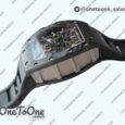 Реплика часов Richard Mille 011 PT Chrono Carbon Case Top-tier Копия один в один Crystal Dial Rubber Strap V2