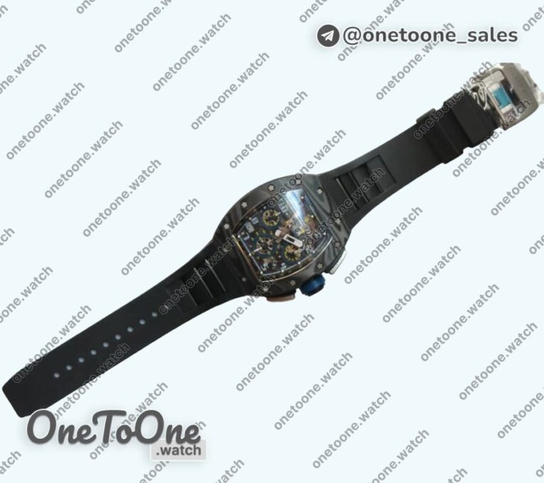 Реплика часов Richard Mille 011 PT Chrono Carbon Case Top-tier Копия один в один Crystal Dial Rubber Strap V2