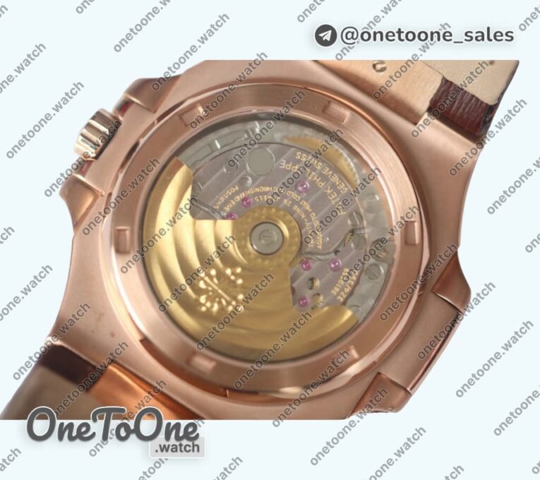 Реплика часов Patek Philippe Nautilus Jumbo 5711 Rose gold/Rose gold Brown Dial Leather MY9015 Mod