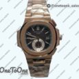 Реплика часов Patek Philippe Nautilis 5980 Chrono Rose gold Brown Dial Leather