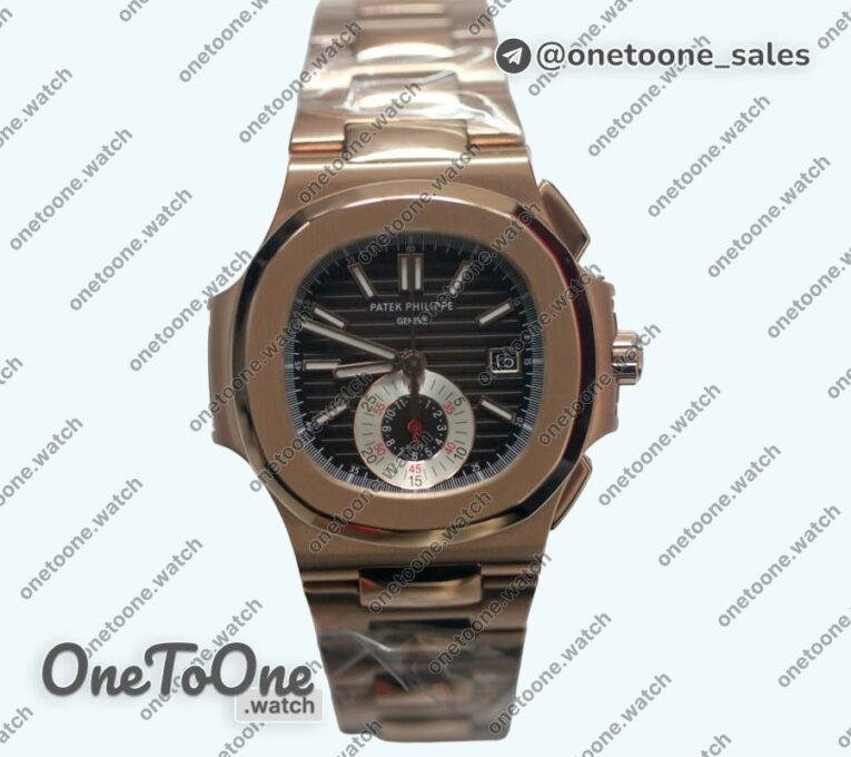 Реплика часов Patek Philippe Nautilis 5980 Chrono Rose gold Brown Dial Leather