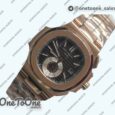Реплика часов Patek Philippe Nautilis 5980 Chrono Rose gold Brown Dial Leather
