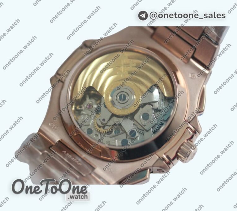 Реплика часов Patek Philippe Nautilis 5980 Chrono Rose gold Brown Dial Leather