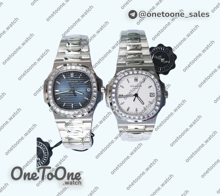 Реплика часов Patek Philippe Nautilus 5711 Stainless steel Top-tier Копия один в один Blue&White Dials Diamonds Markers and Bezel Stainless steel Bracelet 324CS V3