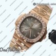 Реплика часов Patek Philippe Nautilus 5711 Rose gold Top-tier Копия один в один Brown&White Dial Diamonds Markers and Bezel Rose gold Bracelet 324CS V3