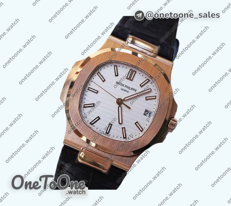 Реплика часов Patek Philippe Nautilus 5711/1R Top-tier Копия один в один Brown&White Textured Dial Brown Leather Strap 324CS