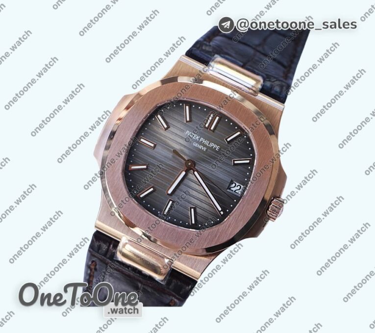 Реплика часов Patek Philippe Nautilus 5711/1R Top-tier Копия один в один Brown&White Textured Dial Brown Leather Strap 324CS