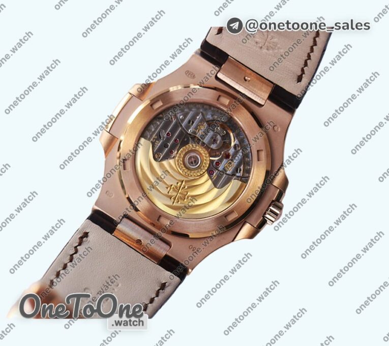 Реплика часов Patek Philippe Nautilus 5711/1R Top-tier Копия один в один Brown&White Textured Dial Brown Leather Strap 324CS
