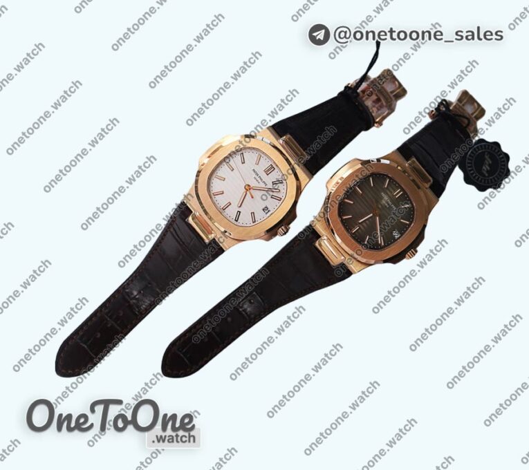 Реплика часов Patek Philippe Nautilus 5711/1R Top-tier Копия один в один Brown&White Textured Dial Brown Leather Strap 324CS