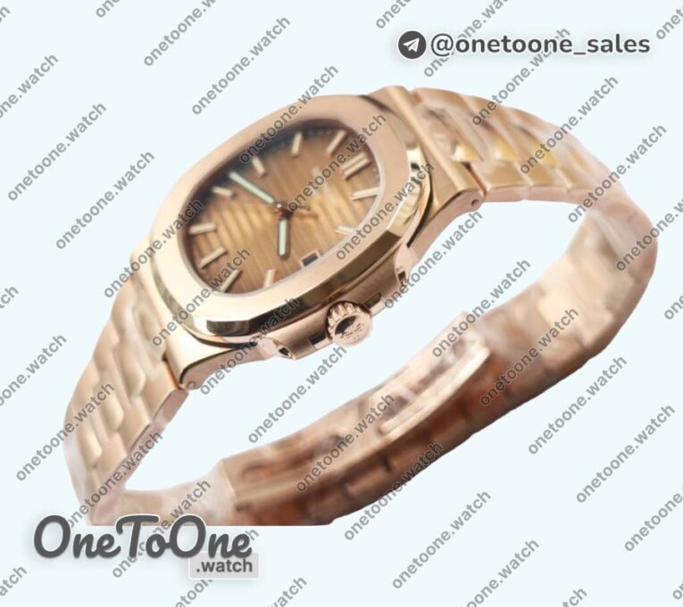 Реплика часов Patek Philippe Nautilus 5711/1R Rose gold Top-tier Копия один в один Brown Textured Dial Rose gold Bracelet V2 3KF