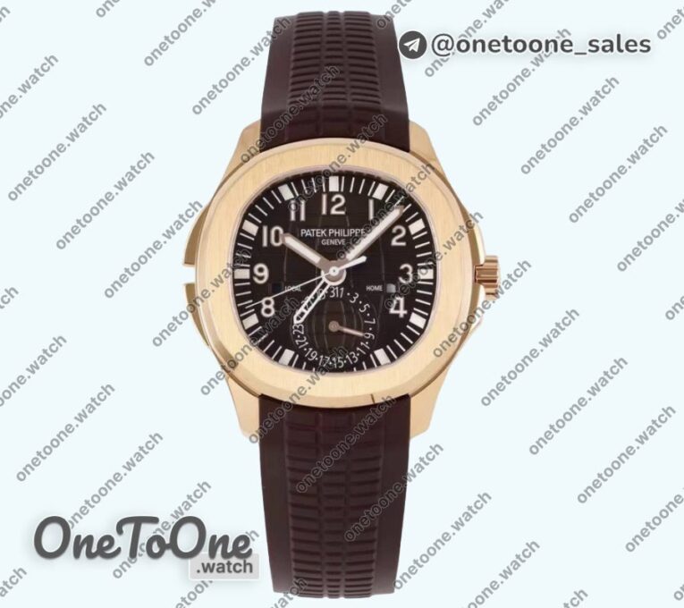 Реплика часов Patek Philippe Aquanaut 5164R Rose gold Top-tier Копия один в один Brown Dial Rubber Strap