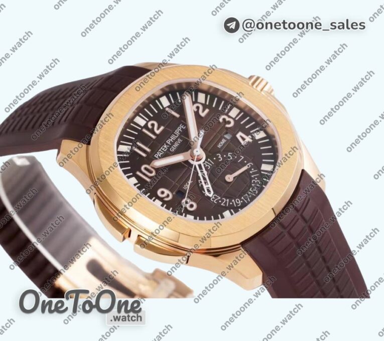 Реплика часов Patek Philippe Aquanaut 5164R Rose gold Top-tier Копия один в один Brown Dial Rubber Strap