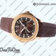 Реплика часов Patek Philippe Aquanaut 5164R Rose gold Top-tier Копия один в один Brown Dial Rubber Strap