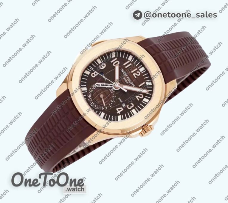 Реплика часов Patek Philippe Aquanaut 5164R Rose gold Top-tier Копия один в один Brown Dial Rubber Strap